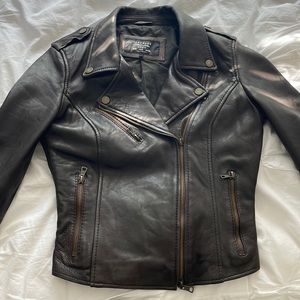 Zara genuine authentic leather jacket - brown size small S